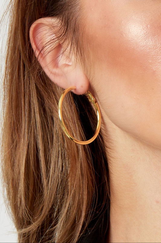 Oorbellen hoepels basic medium - Goud kleur