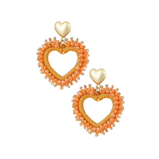 Hart oorbellen oranje