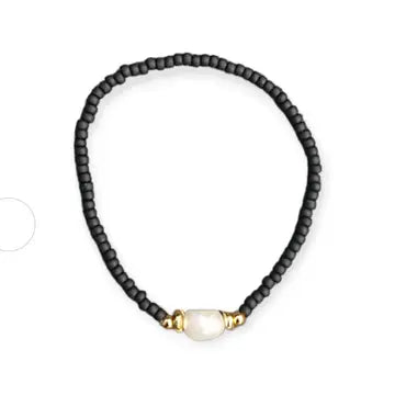 Elastieken bandje zwart met parel