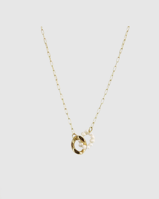 Halsketting van roestvrij staal - Gekoppelde parelringen