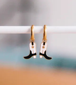 Cowboylaars met hoepel in roestvrij staal - zwart/wit