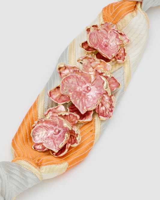 Stoffen armband met bloem roze