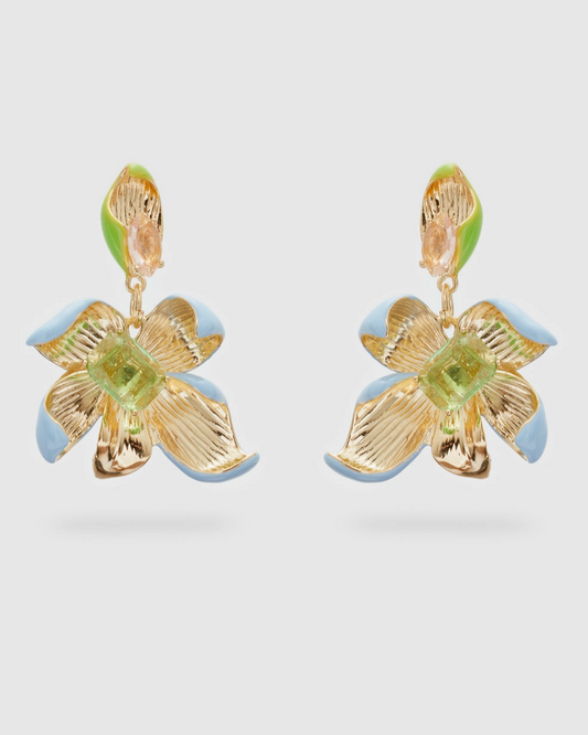 Emaille oorbellen met bloemen en kleuren