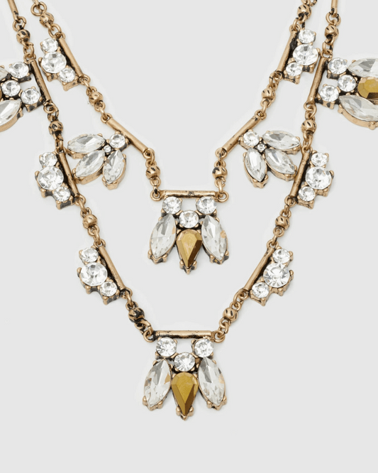 Gouden dubbellaags halsketting met stenen