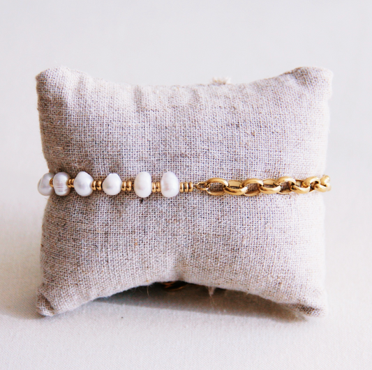 Armband met grove schakels met parels