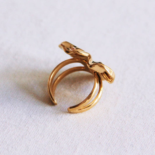Statement hart ring gedeukt - goud