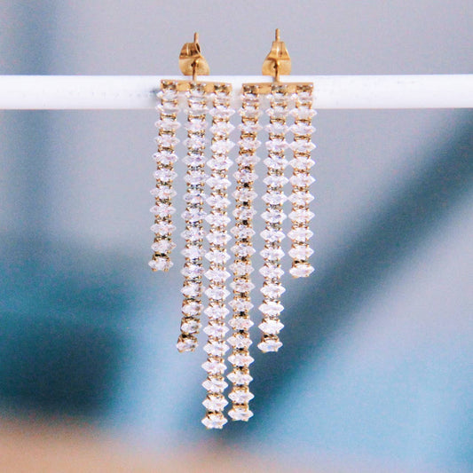 Kristallen oorbellen met waterval