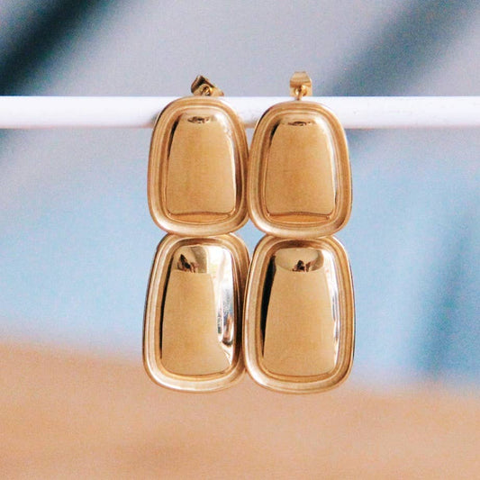 Statement oorbel met dubbele vierkantjes