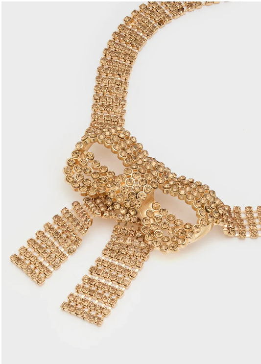 Ketting met grote strik en diamantjes