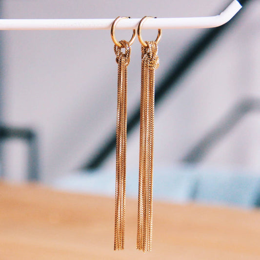 Oorbellen in met lange kwast - goud