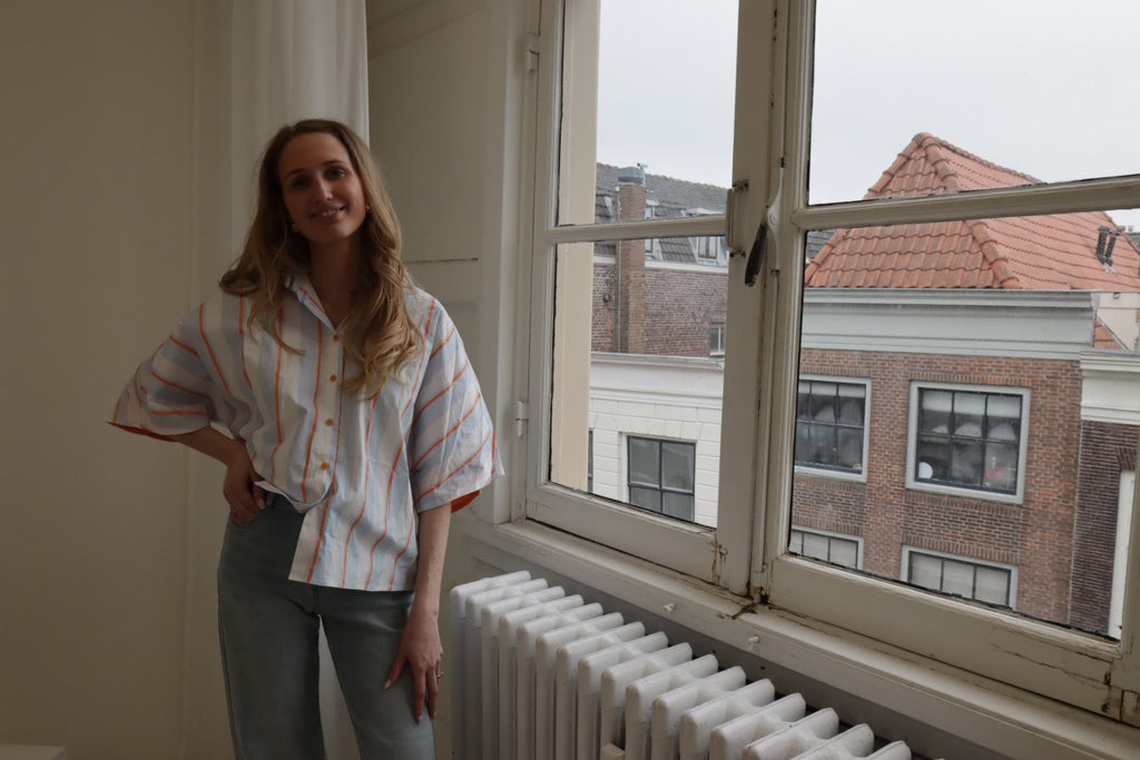 Blouse Dara Blauw/oranje