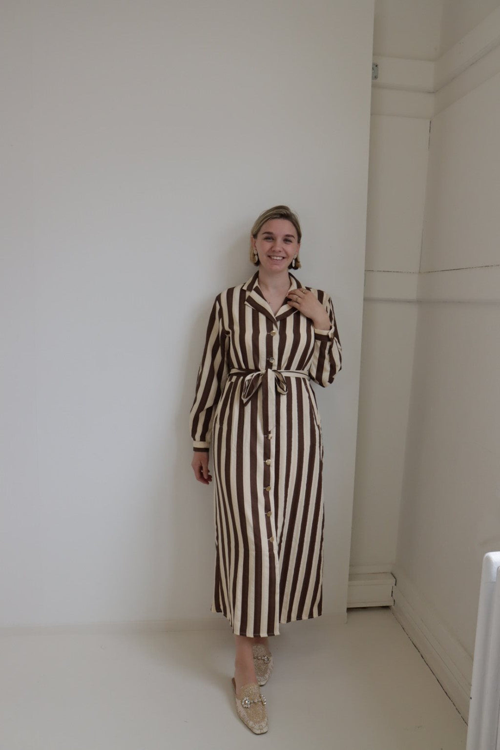 Jurk Laurine Ecru/Bruin