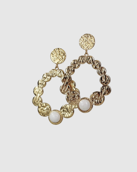 Vintage oorbellen van roestvrij staal met natuursteen